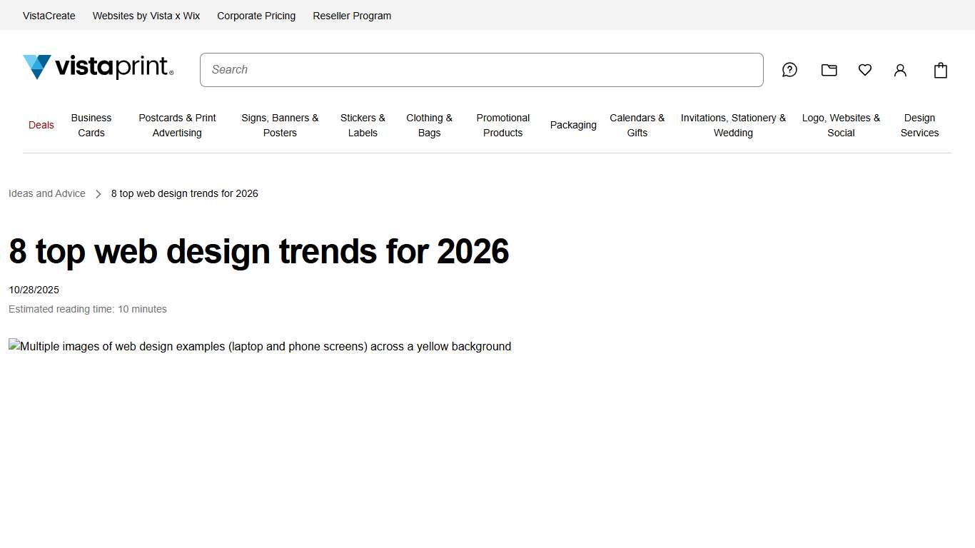 8 Web Design Trends 2026 VistaPrint CA